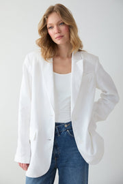 KETEN BLAZER CEKET beyaz | | Minal Design