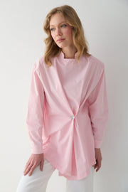 SEDEF DÜĞME DETAYLI POPLİN GÖMLEK pembe | | Minal Design
